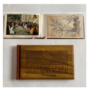 Vintage Illustrated Jerusalem POSTCARDS with REAL Dried Botanical Flowers